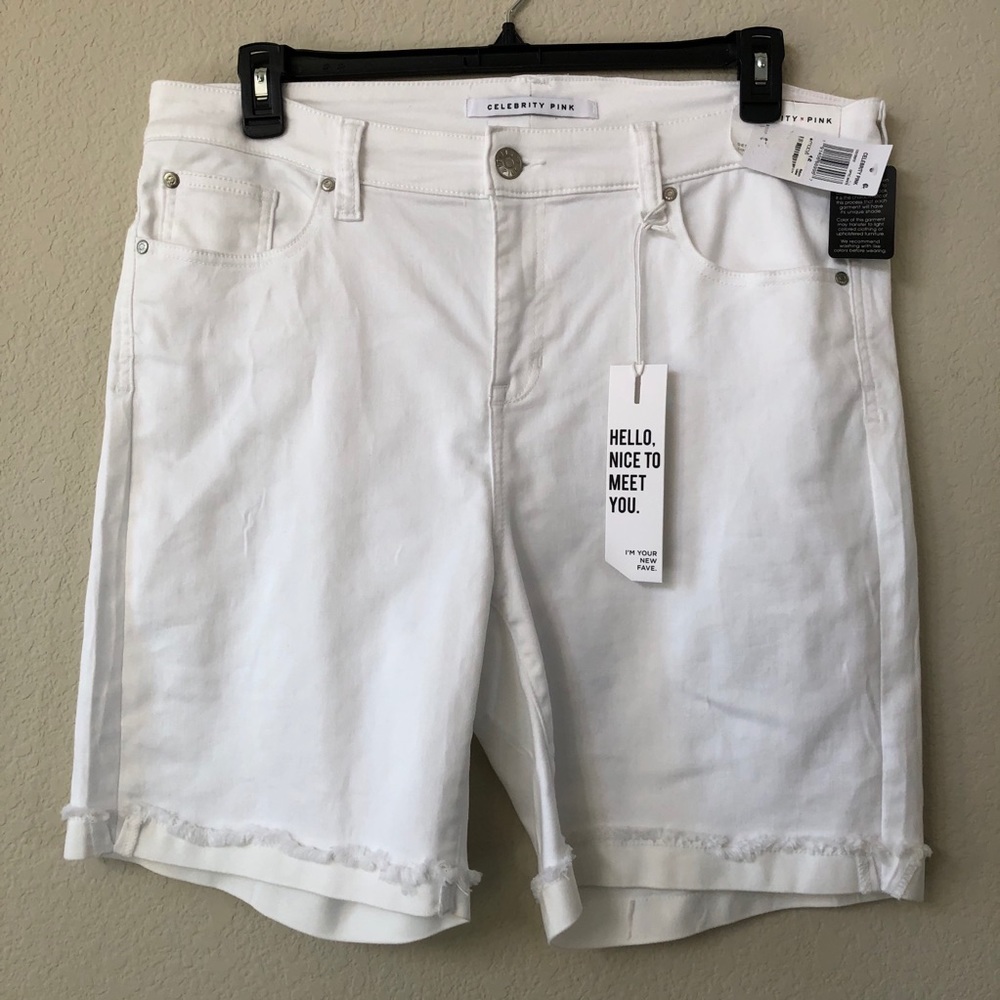 NWT! Celebrity Pink Jean Shorts Stretchy White 16 - Picture 3 of 5